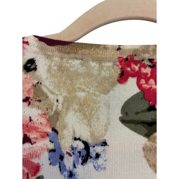 White House Black Market Floral Cardigan XS Shimmer Fairy Soft Girl Ethereal - Picture 6 of 6